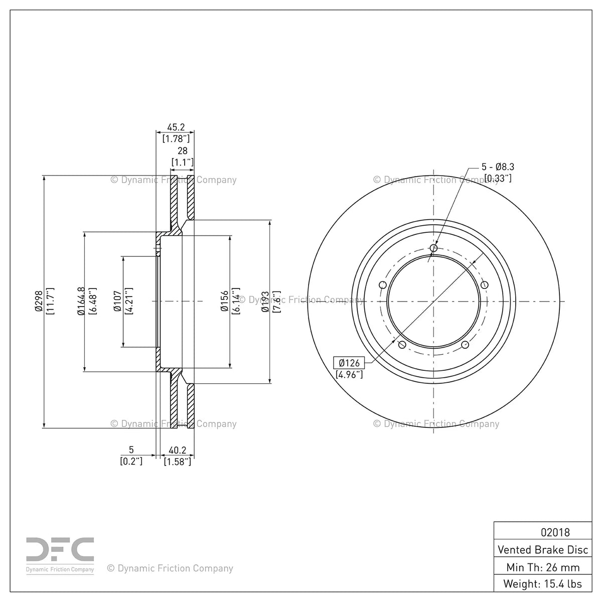 944 Brake Porsche Front 1986 For (1) Dynamic Company Friction Disc 600-02018 Rotor