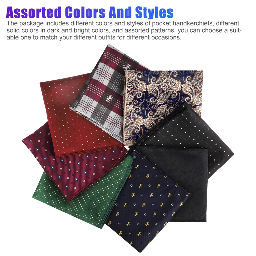 Pocket Party Men Fashion Silk Square Wedding Dot 8PCS Hanky Handkerchief Floral