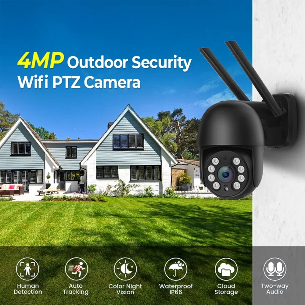 Camera and Audio, 2.4G with Surveillance 4MP exterior, Full Motion Color for Detection Wifi Vision, LISUEYNE Security Multi-Platform Wireless Night Siren, 2-Way Cameras Pan/Tilt