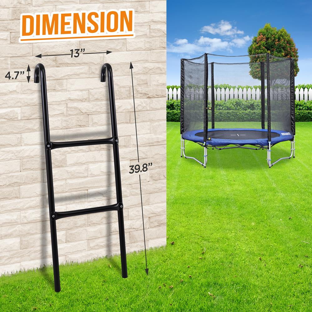 climate Trampoline 13.0’’ Galvanized Climbing SereneLife -inches Step 39.8’’ Safety Ladder Resistant x Steel Trampoline 2 x 4.7’’