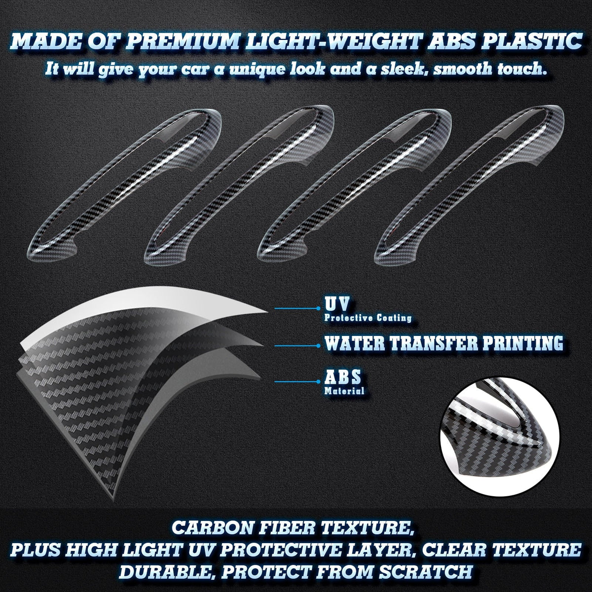 Exterior Series Fiber Handle Xotic Surround 5 Cover 1 with (4 trims, 2018-up Carbon Door pieces) Set design, Tech Compatible G30