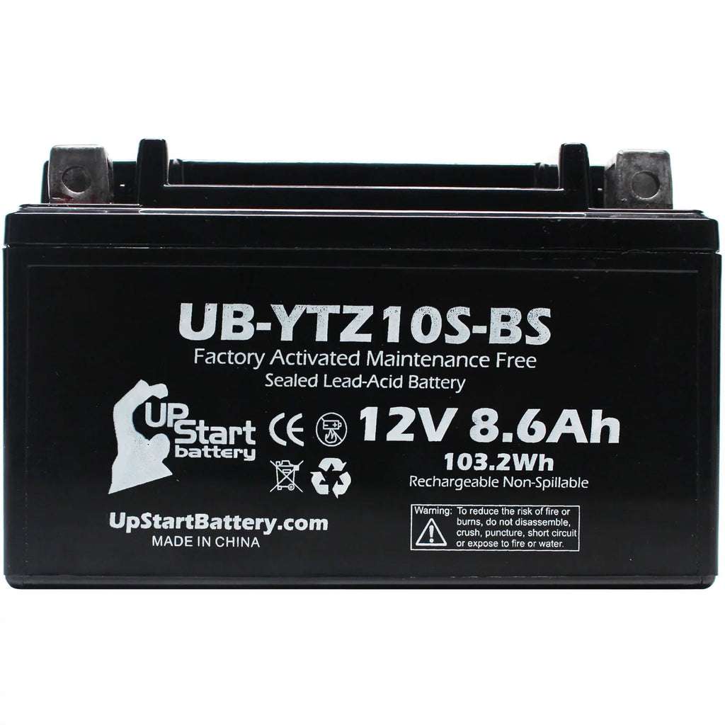Battery 3-Pack Battery 8.6Ah, - UpStart Factory for Activated, Motorcycle Yamaha Replacement 1000CC 12V, UB-YTZ10S-BS YZF-R1 Maintenance Free, 2011