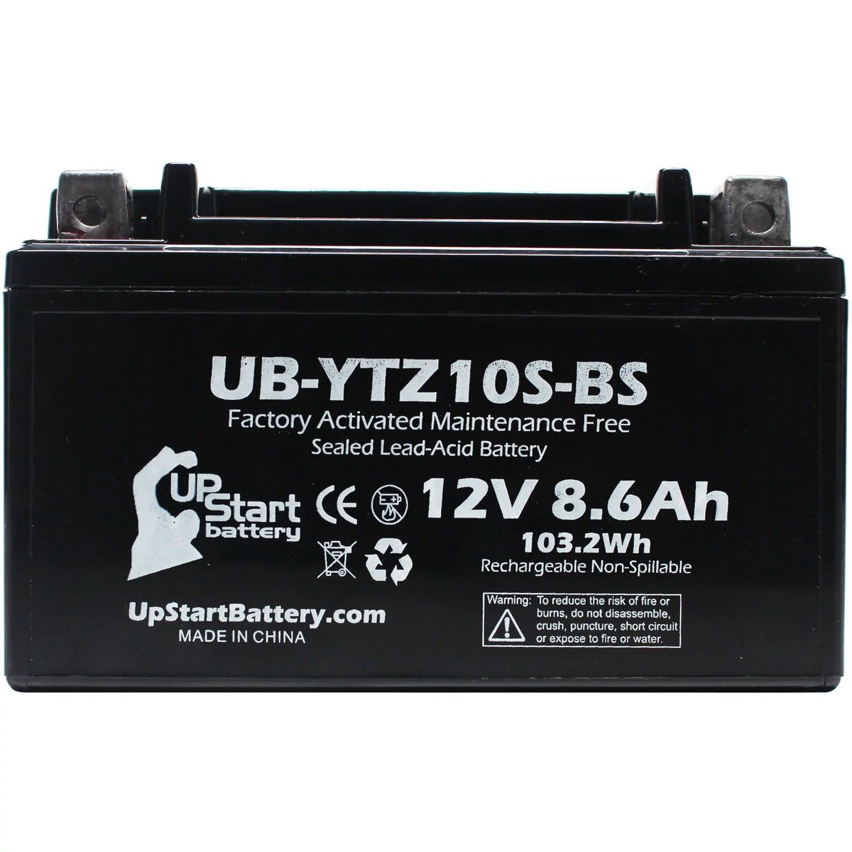 Battery 3-Pack Battery 8.6Ah, - UpStart Factory for Activated, Motorcycle Yamaha Replacement 1000CC 12V, UB-YTZ10S-BS YZF-R1 Maintenance Free, 2011