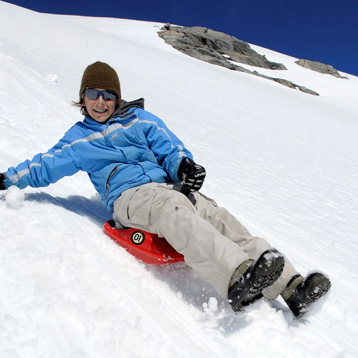 Ice Ride Downhill Sled, Mini Zipfy Speedster Snow Classic Freestyle On Luge Blue