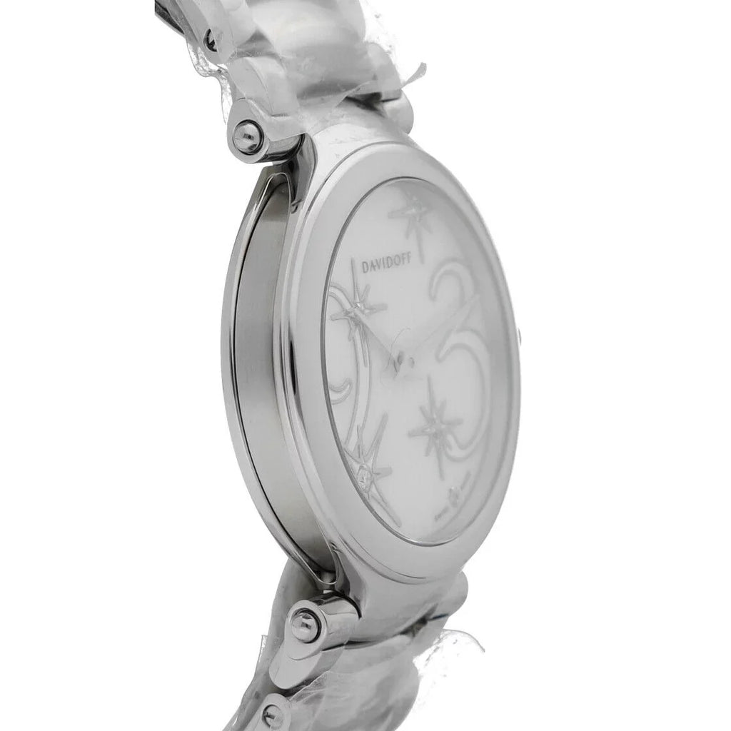 Stainless Women's Pearl Davidoff Steel 21156 Quartz of Watch Mother Lady 30mm