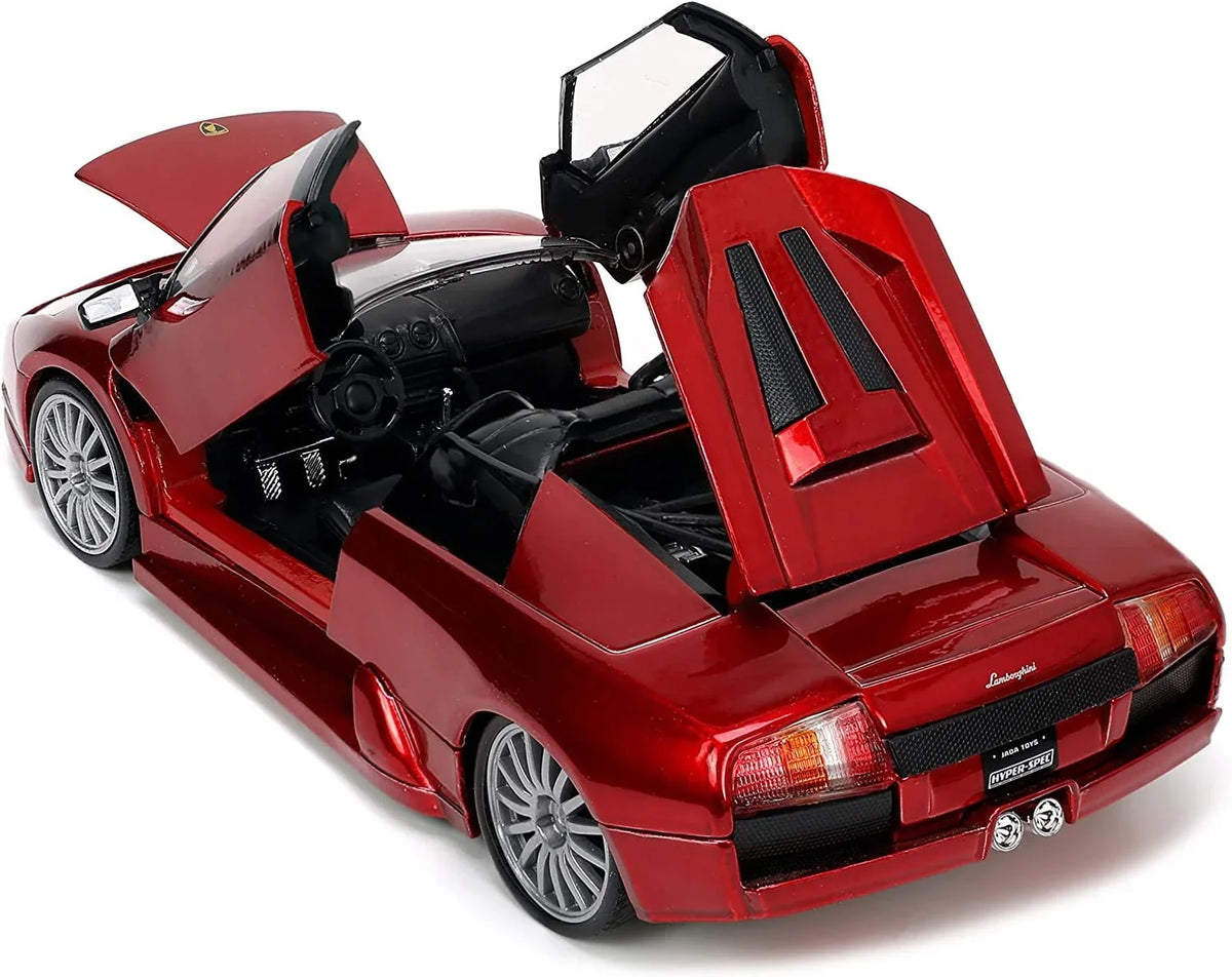 Diecast Jada Car Red by Lamborghini Roadster Series 1/24 Model "Hyper-Spec" Murcielago Metallic