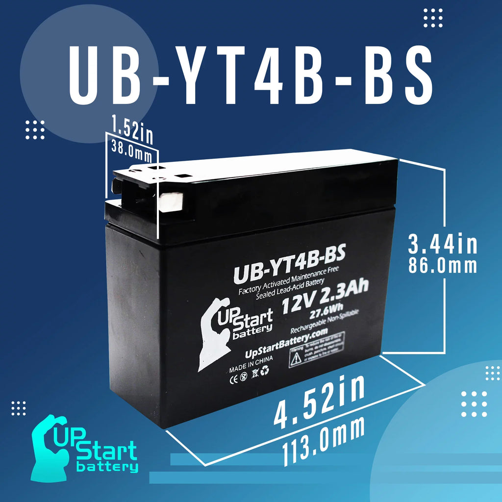 Motorcycle SR400 Maintenance 5-Pack UpStart 400CC Free, Battery Battery - 12V, UB-YT4B-BS Replacement Yamaha 2004 Factory 2.3Ah, for Activated,