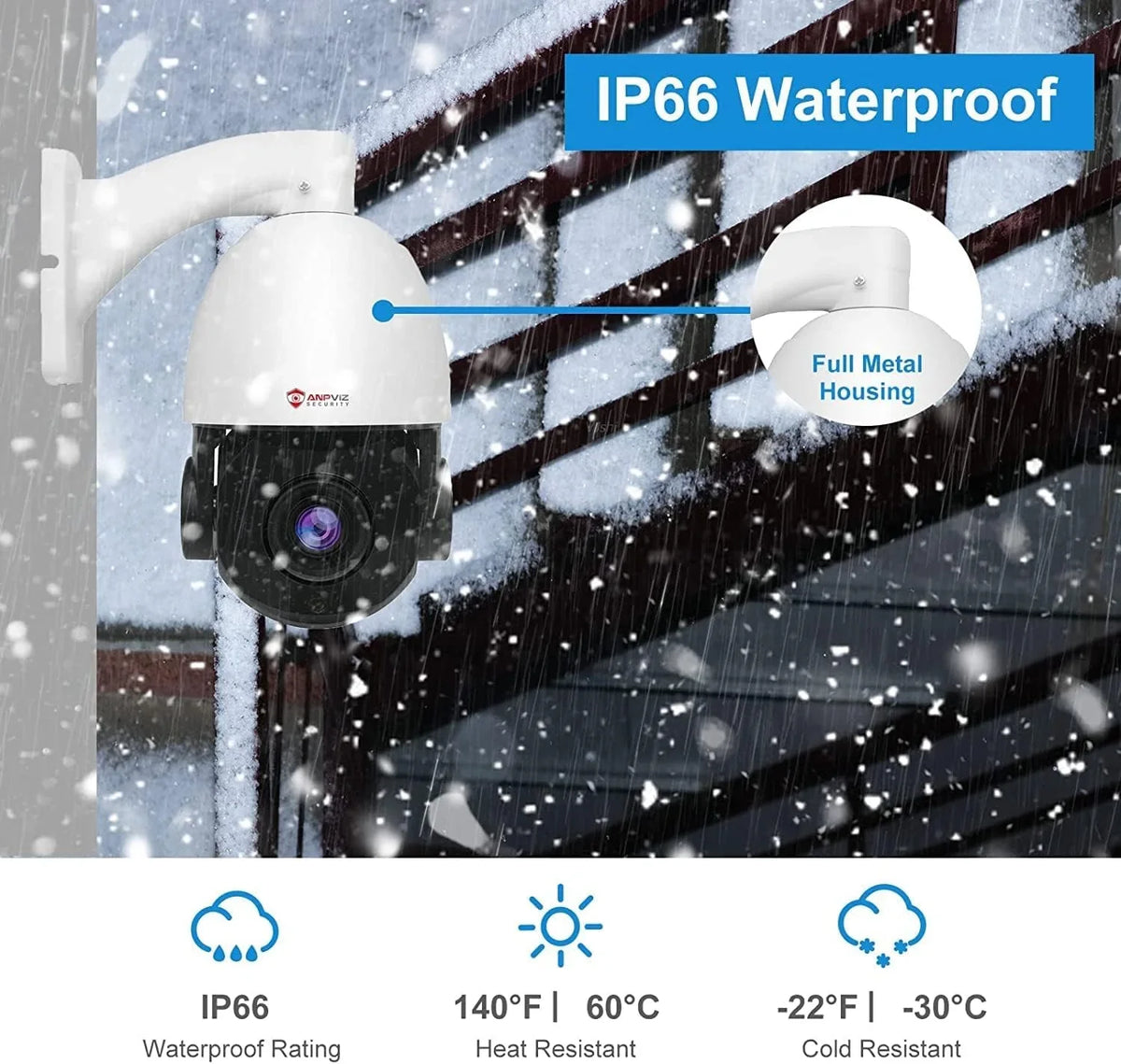 IP66 Vehicle IR Security 6MP Camera Indoor 20X Mic/Audio, Person 90°, Waterproof exterior Metal, Vision, Anpviz Pan with 360°/Tilt PTZ Detection, IP Zoom, Camera Surveillance PoE Optical IP Night PTZ