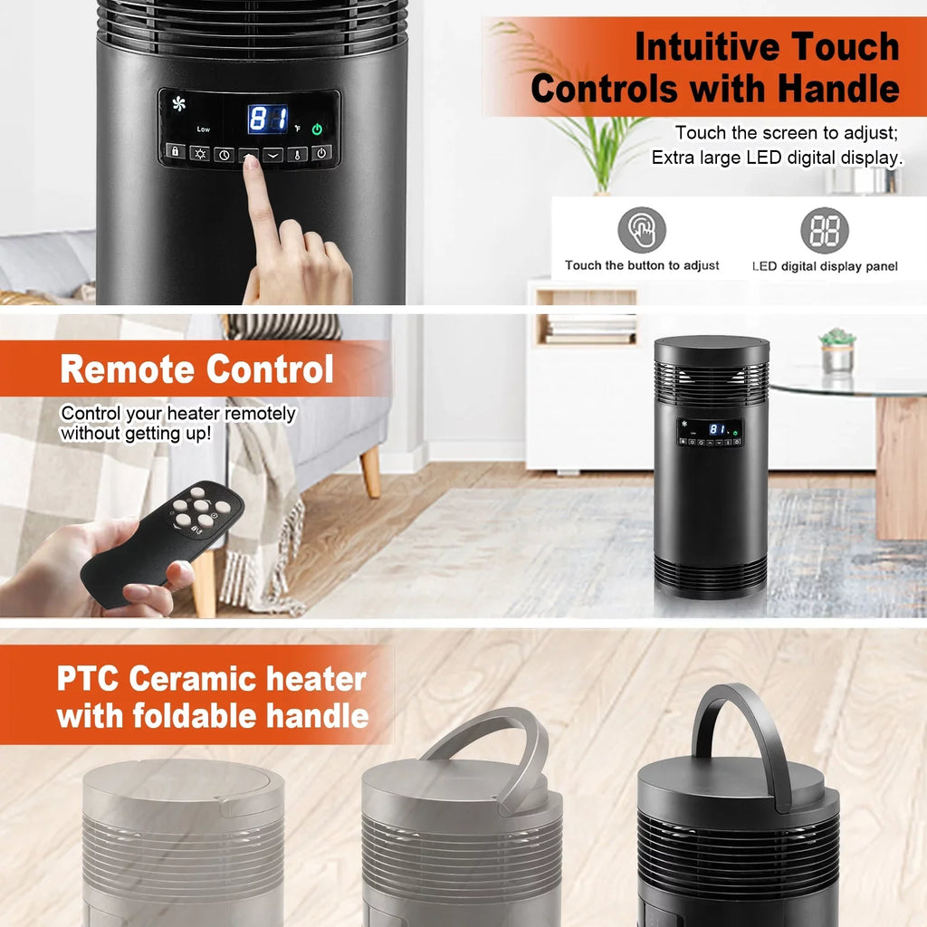 Heater Office 360° Heater PTC Desk Thermostat, Surround for Use, Safety 1500W Protection Heater Office Fan Mode, Portable with Electric with Only Indoor for Ceramic Space
