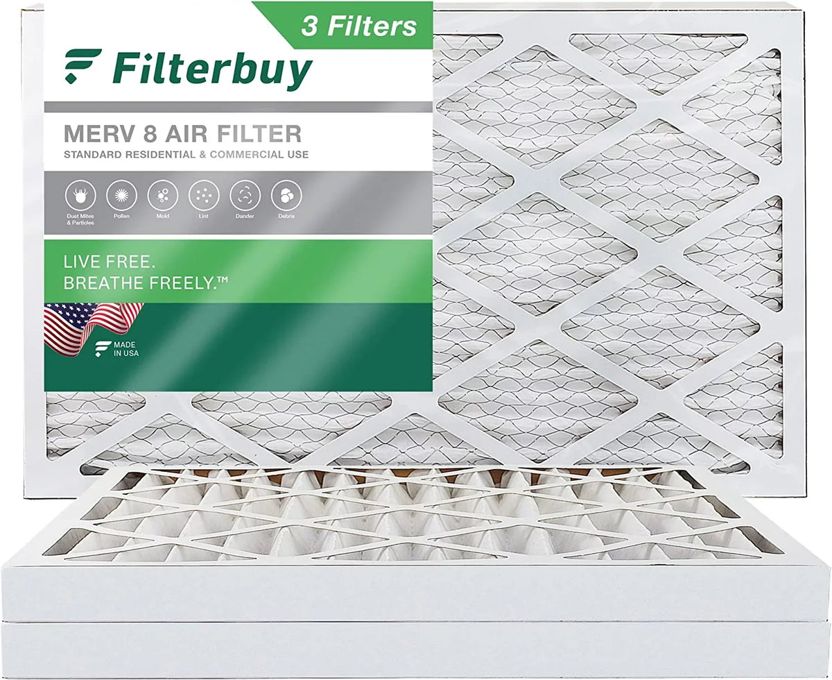 Filterbuy Furnace 20x32x2 MERV Filters Air AC 8 Pleated (3-Pack) HVAC