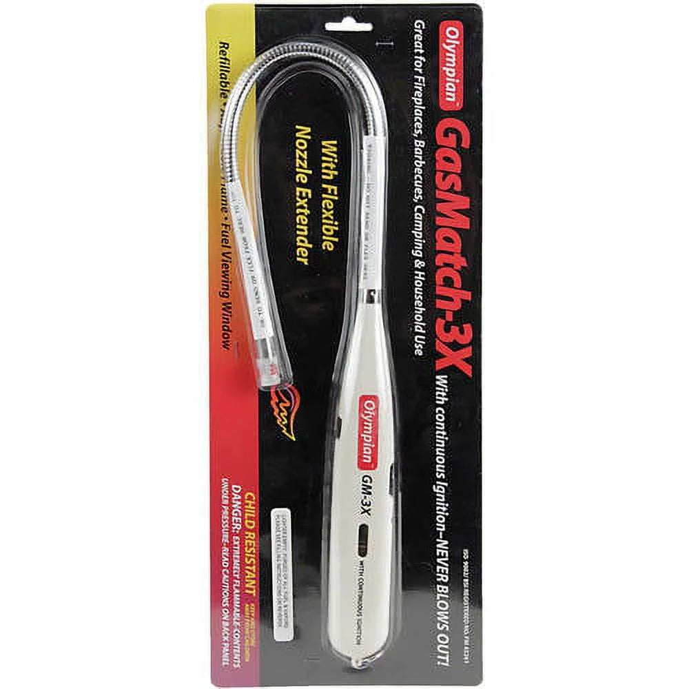 Arrives Butane Camco Lighter | 26-inch Total | Length, (57549) with Refillable Gas (It Empty) Olympian Multicolor Match Fluid GM-3X