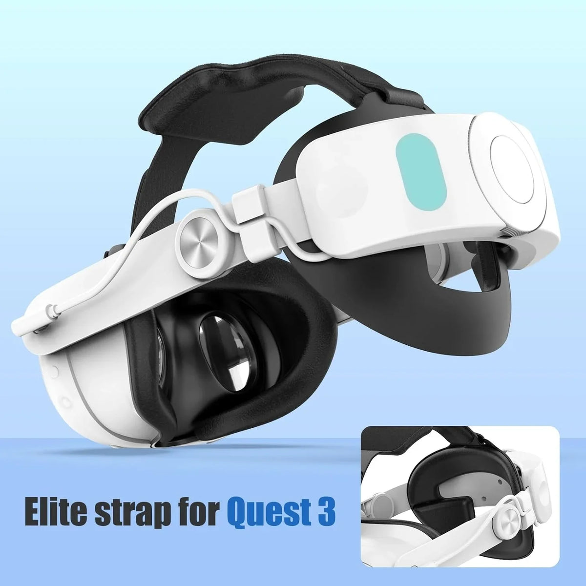 VR Battery Head 3 & Pressure Extend Accessories Quest Battery with Playtime-for Meta Adjustable Strap for Reduce to 5300mAh Elite Quest Strap, Pack Meta 3,