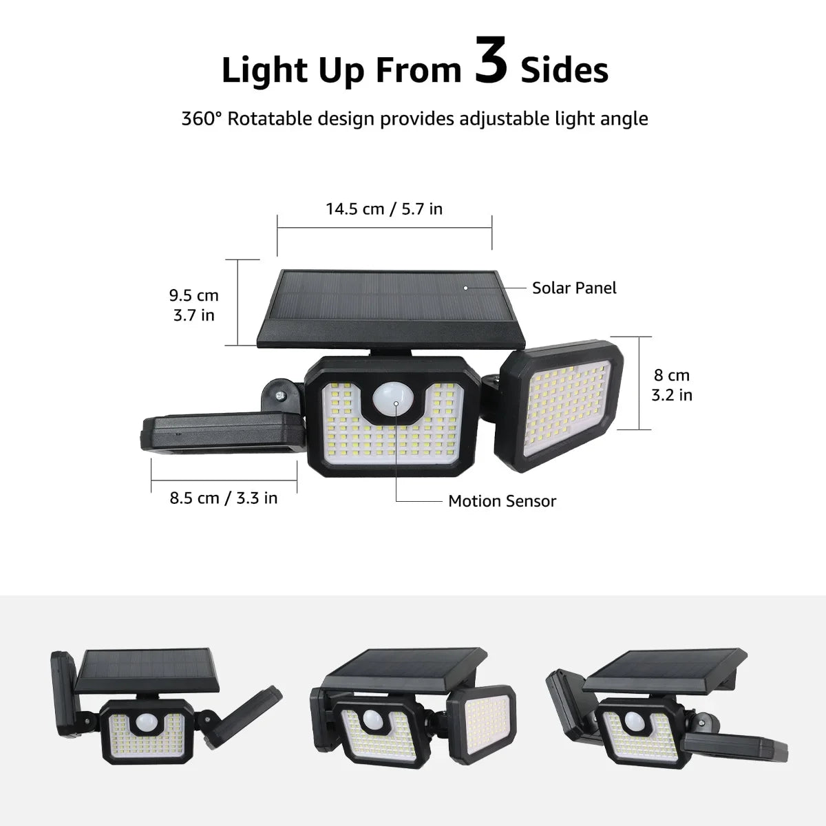 Lights Yard Security Sensor Heads (2 Garage with Outside Control Lights for Remote - 210LED Lights 2500LM - exterior 3 Solar Packs) Waterproof Motion Yyton Flood