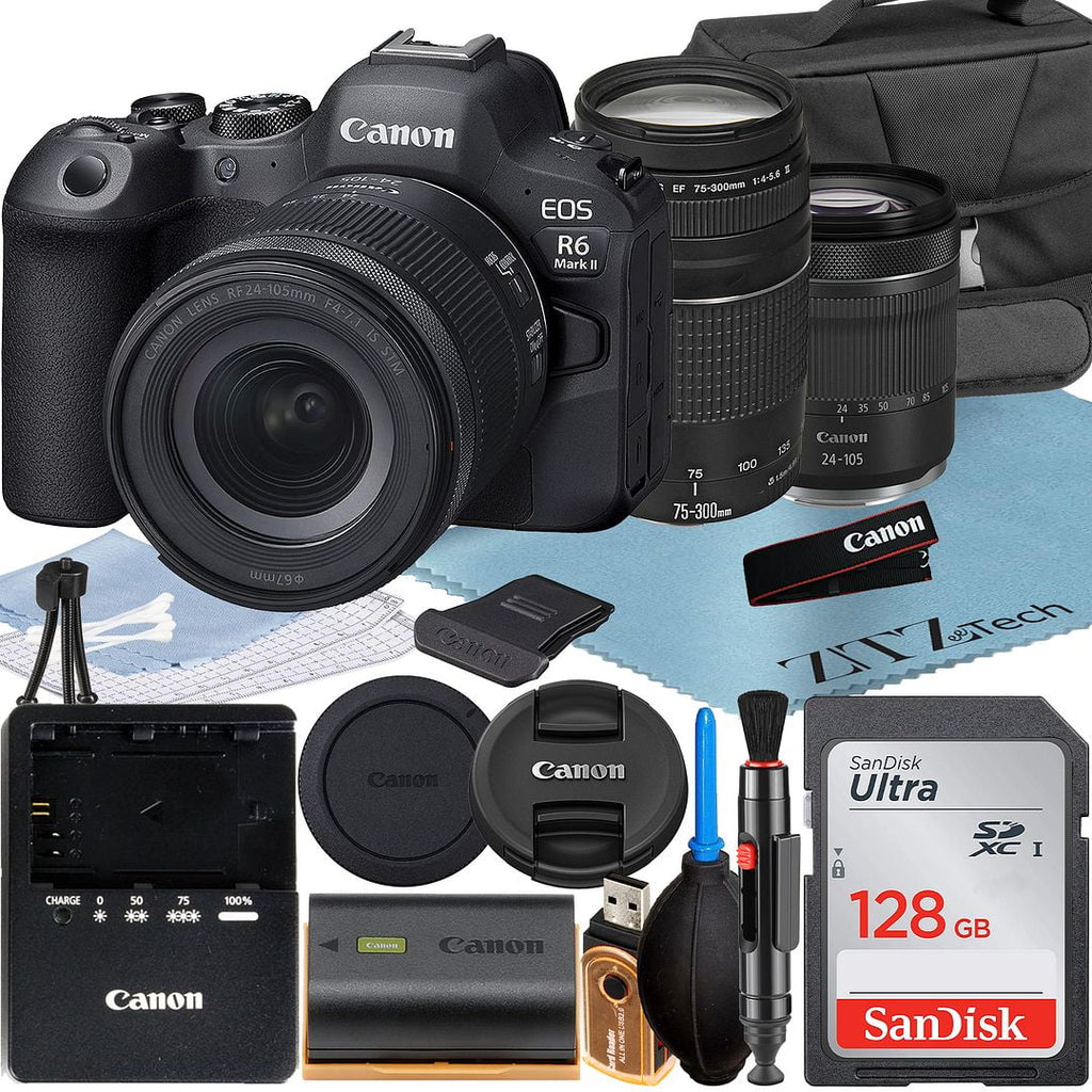 75-300mm Case Lens SanDisk Card Mark II + Mirrorless ZeeTech 128GB + Memory Bundle RF + Flash+ EOS 24-105mm EF Canon Camera with R6 + LED Accessory