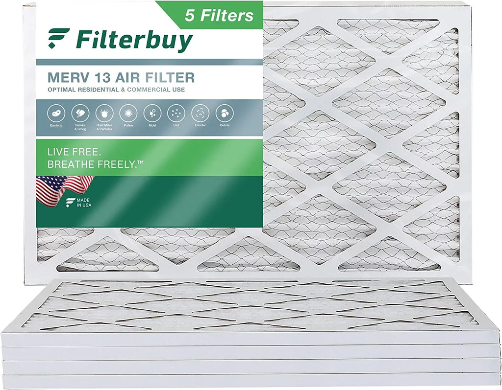 (5-Pack) MERV AC 20x32x1 Filterbuy Furnace HVAC 13 Pleated Filters Air
