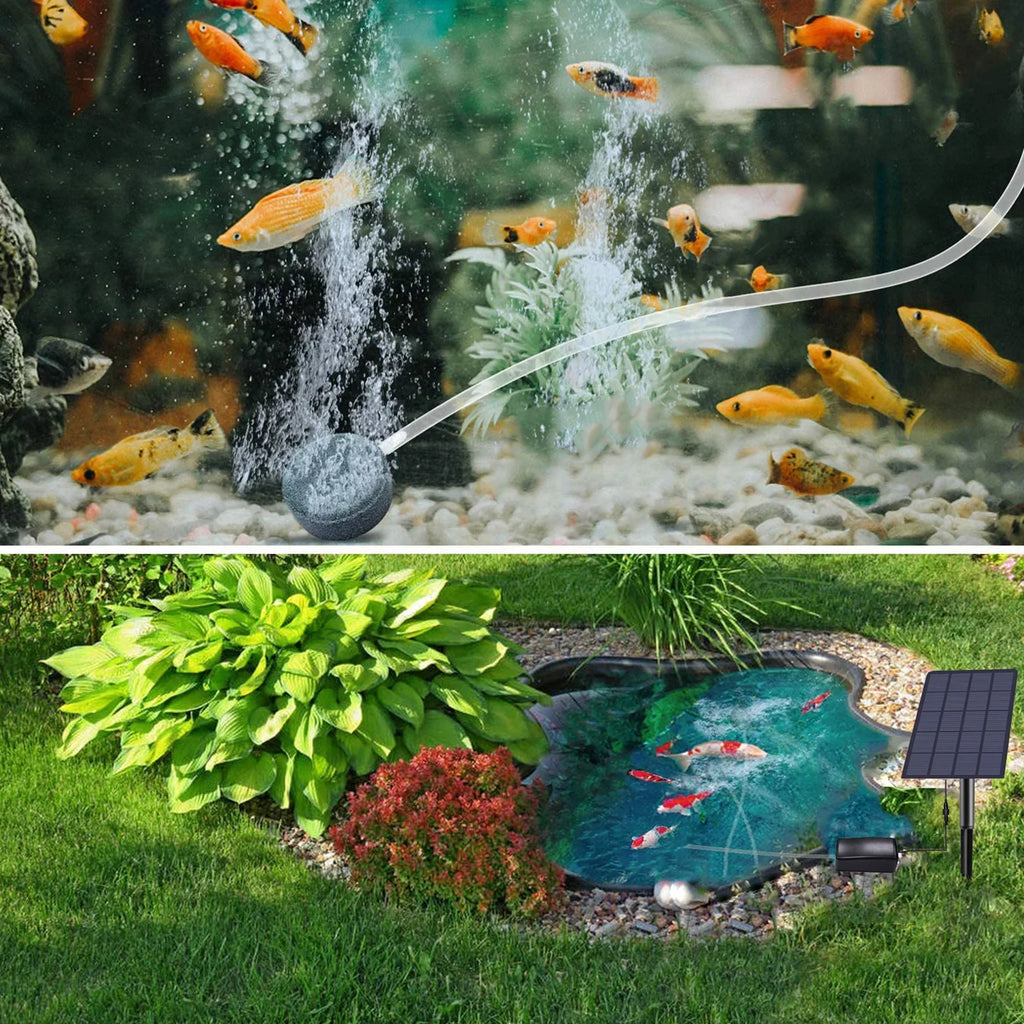 Air Stones Oxygen 2W Air Plug-in Pond Aquarium Aerator with Solar Pump Garden Oxygenator Bubble Pool Pump Pipe Fish Oxygen Fishing Fish Aerator moobody for