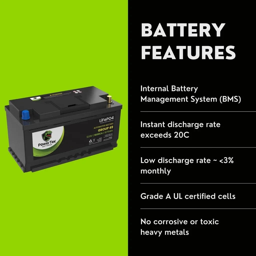 Group LiFePO4 Lithium 49 BCI 2016 Replacement 535i Automotive Battery Battery H8 / Car
