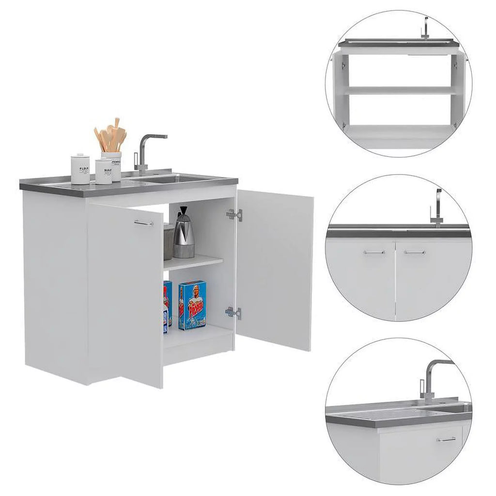 2-Piece Home Square Island Wood Sink Kitchen Set with and Utility