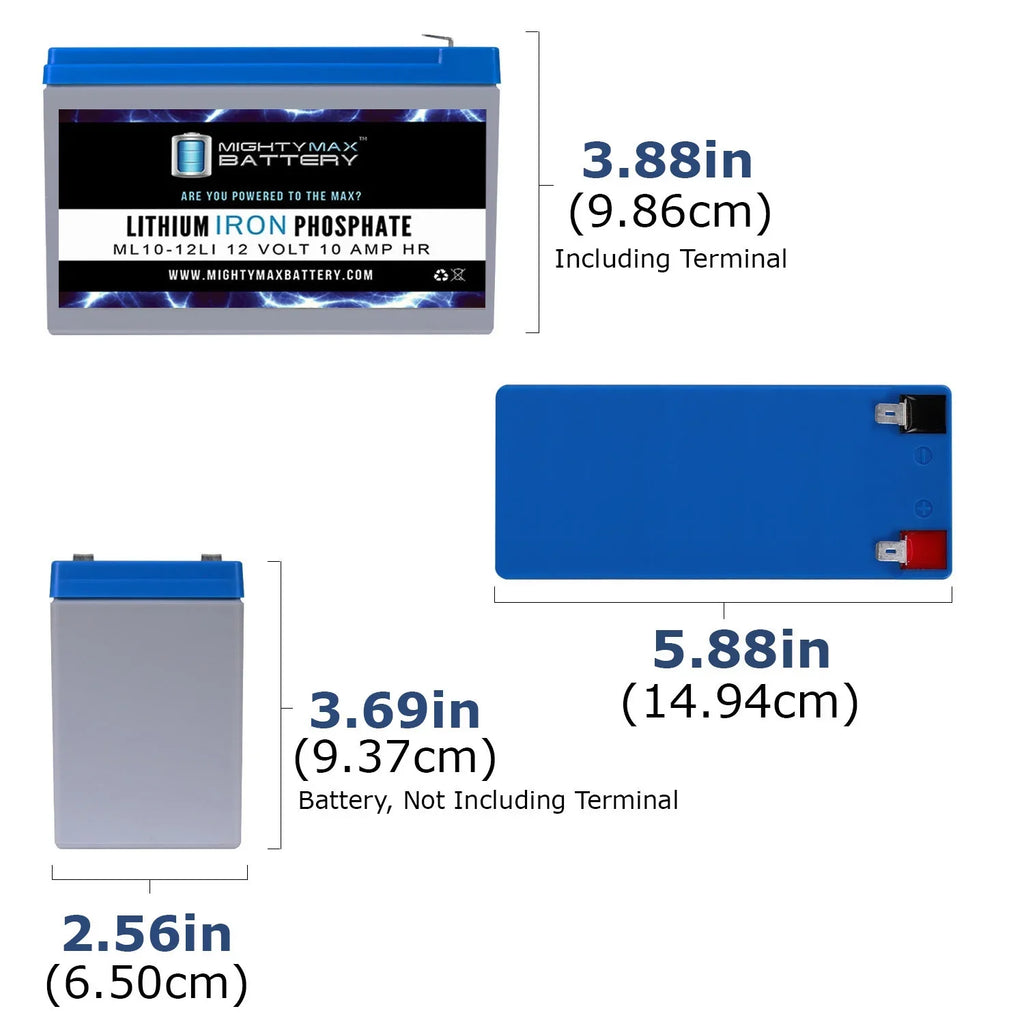 12V Dynacell 2 Compatible WP6.512 10AH Battery Replacement Pack with Lithium -