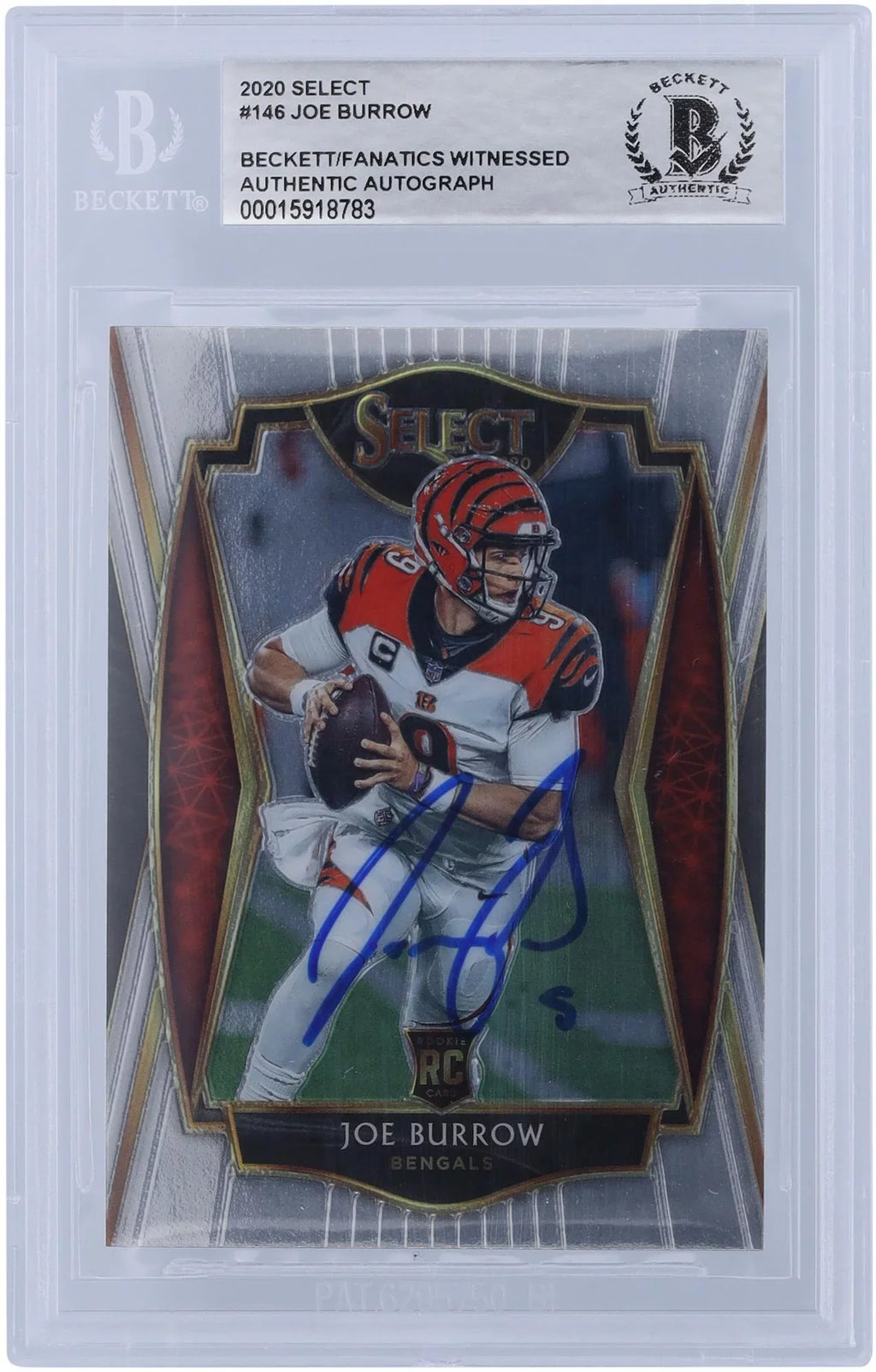 Joe Authentic - #146 Select Fanatics Cincinnati Rookie Level Card Authenticated Bengals Certified Premier 2020 Beckett Witnessed Autographed Panini Fanatics Burrow