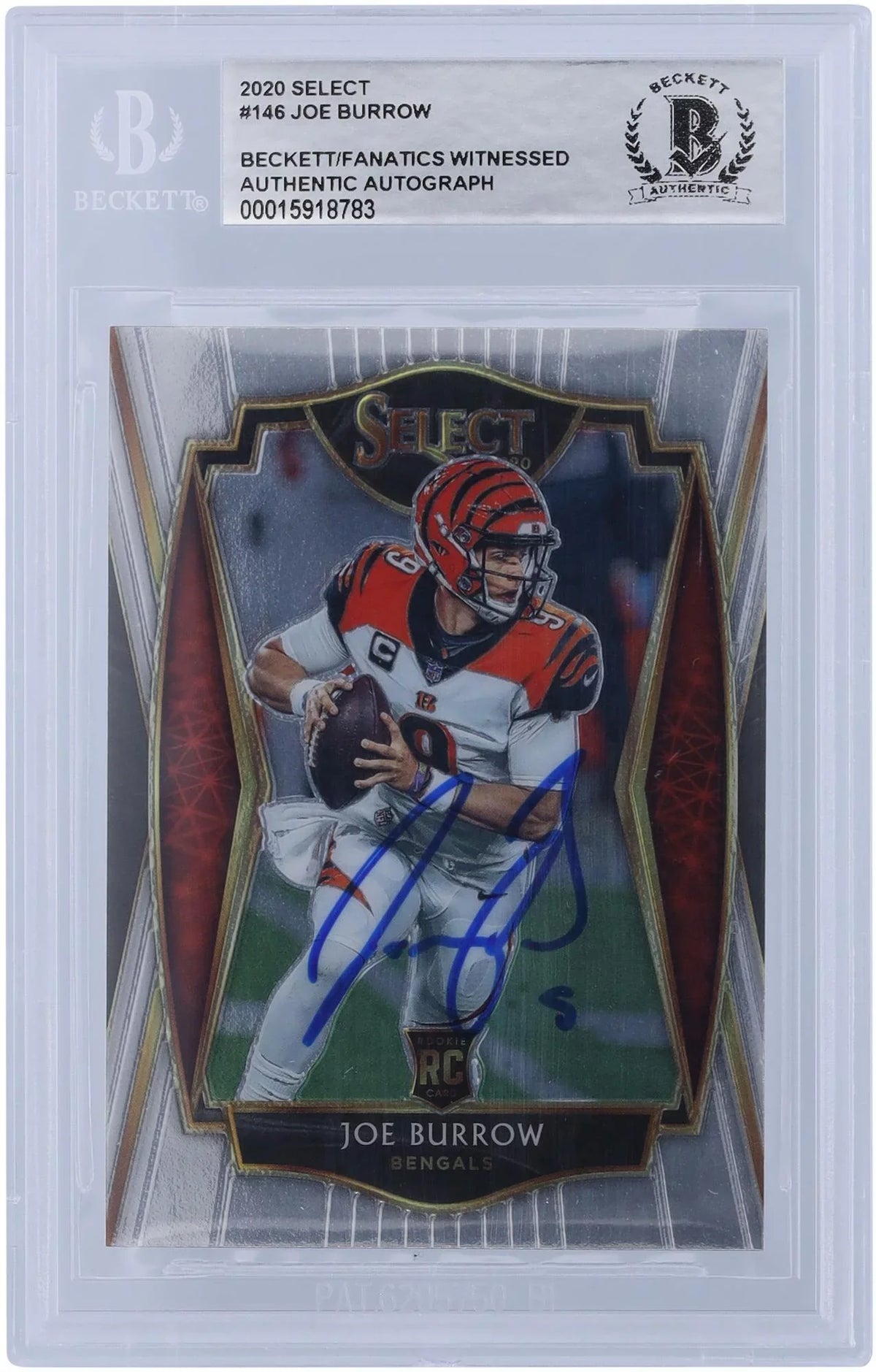 Joe Authentic - #146 Select Fanatics Cincinnati Rookie Level Card Authenticated Bengals Certified Premier 2020 Beckett Witnessed Autographed Panini Fanatics Burrow