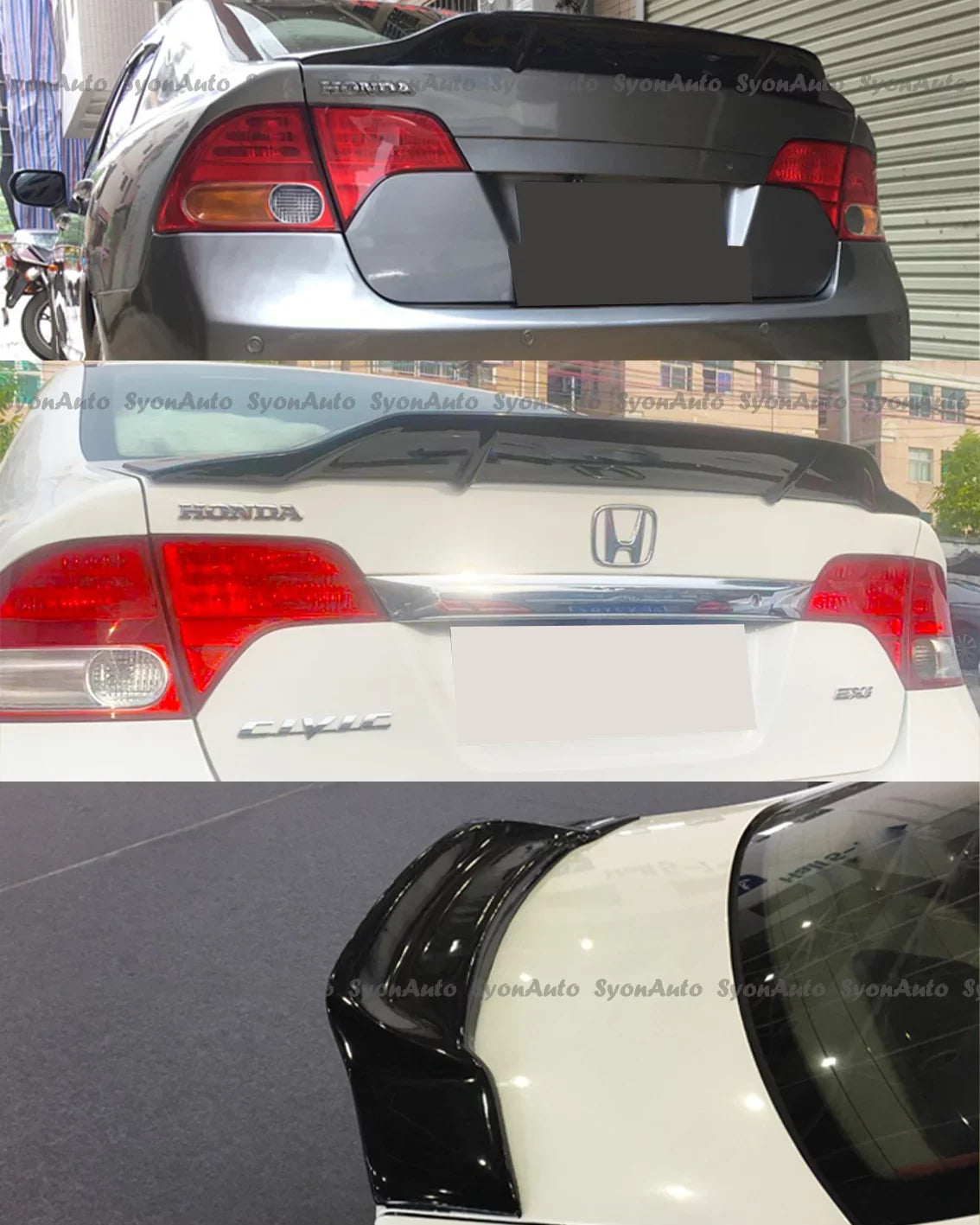 2006-2011 RS design WING GLOSSY TRUNK HIGHKICK FITS SPOILER HONDA SEDAN CIVIC BLACK