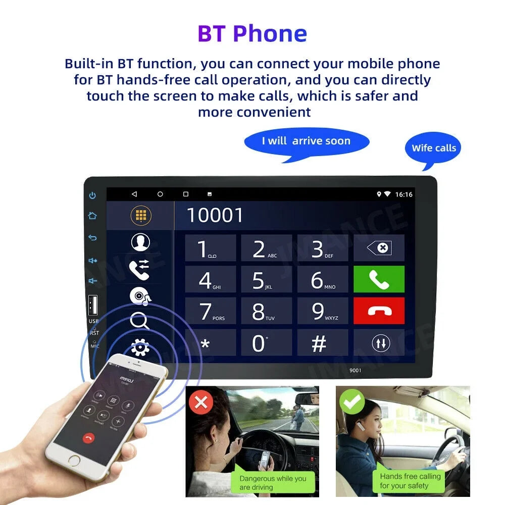 Car with Radio MP5 JMANCE Camera Auto Carplay Audio Single GPS Android 9" FM Din