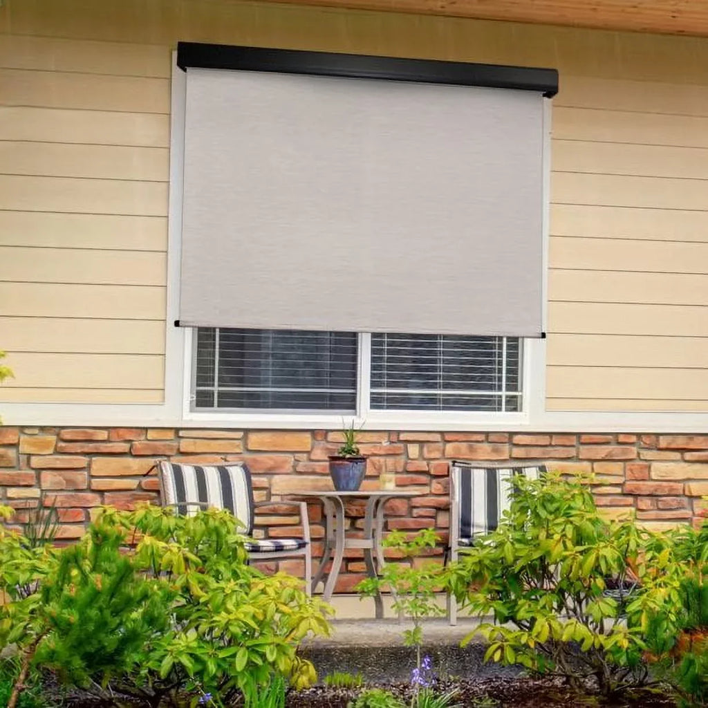 Fabrics Sun exterior Patio Shade Motorized Wide PVC (Dark 10ft Brown) Keystone