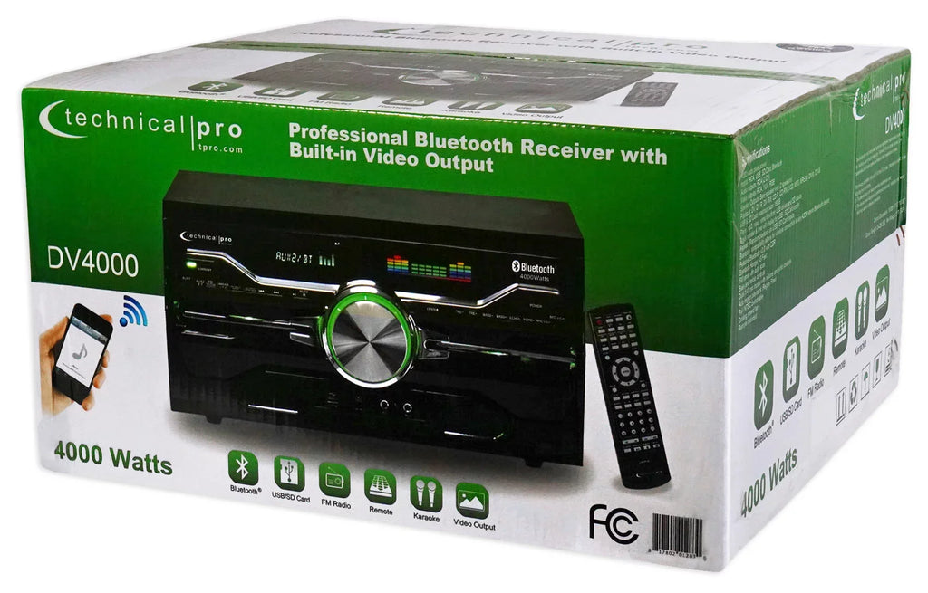 Speakers Technical Ceiling Blue Home DVD Receiver+(2) DV4000 LED Theater 8" Pro