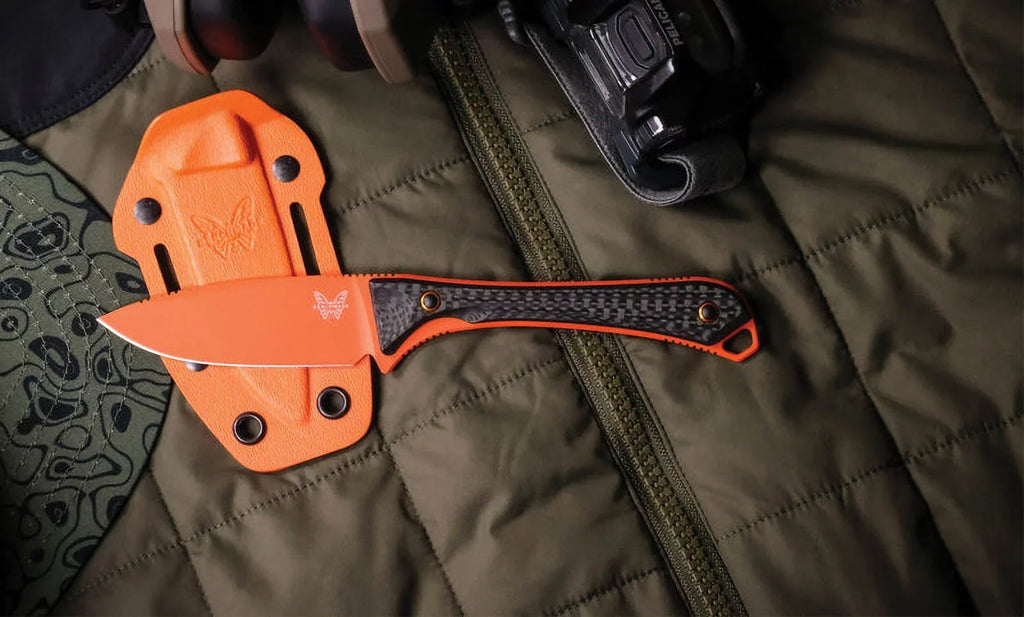 Knife Orange CPM-S90V Altitude 15201OR Blade Cerakote Benchmade Fiber Carbon 3.08" Fixed Handle