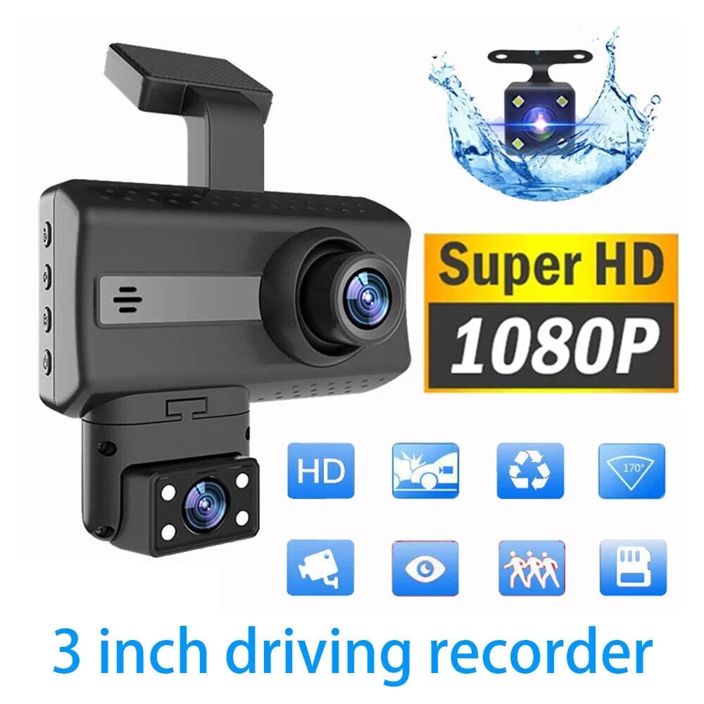 Car DVR Recorder: 1080P Front Camera G and Dual Rear Sensor Lens JahyShow with Dash Cam
