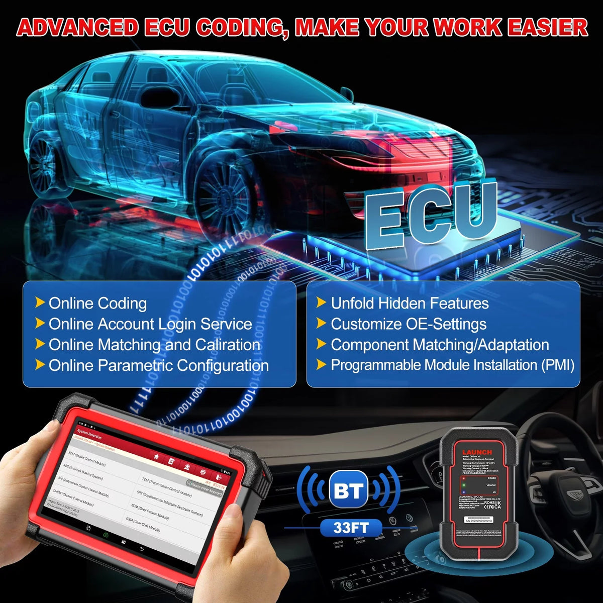 CRP Scanner All Coding,Bi-Directional Full for DOIP,FCA LAUNCH BT Vehicles,ECU 2024 Control,CANFD Tool AutoAuth Scan 919E OBD2 with Diagnostic X431 System