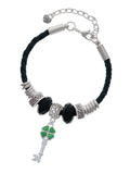 Clover Coach Translucent Key Leaf 7"+2" Bracelet, Green Lucky Leather Knot Bead Extender Silvertone Four Celtic Delight Jewelry