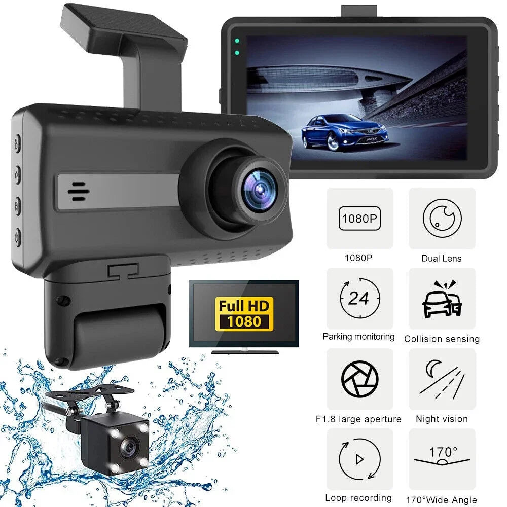 Car DVR Recorder: 1080P Front Camera G and Dual Rear Sensor Lens JahyShow with Dash Cam