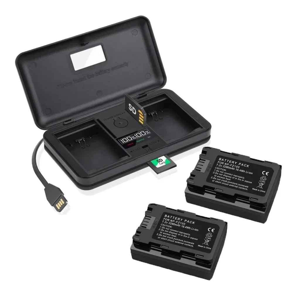 FX3, Multi-Functional A7C, for A7 Pack 7.4V A9 FX30, II, A6600 A1, 2 Case A7S LCD 2280mAh III, III, Battery Battery A9, A7 Alpha III, A7R Charger, A7R BC-QZ1 with NP-FZ100 IV, IV, Charger