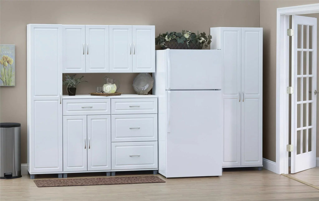 24" Systembuild Cabinet, Evolution Garage 3 Drawer Base White Storage Kendall
