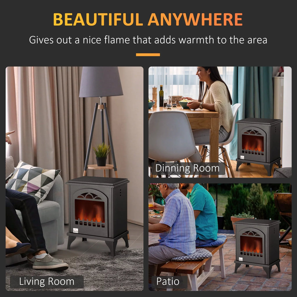 0.4 Sq. Stove Burns Gal Black Freestanding Heater to Max HOMCOM Hours, 3 up Ft., Fireplace, 470 9.75" Ethanol