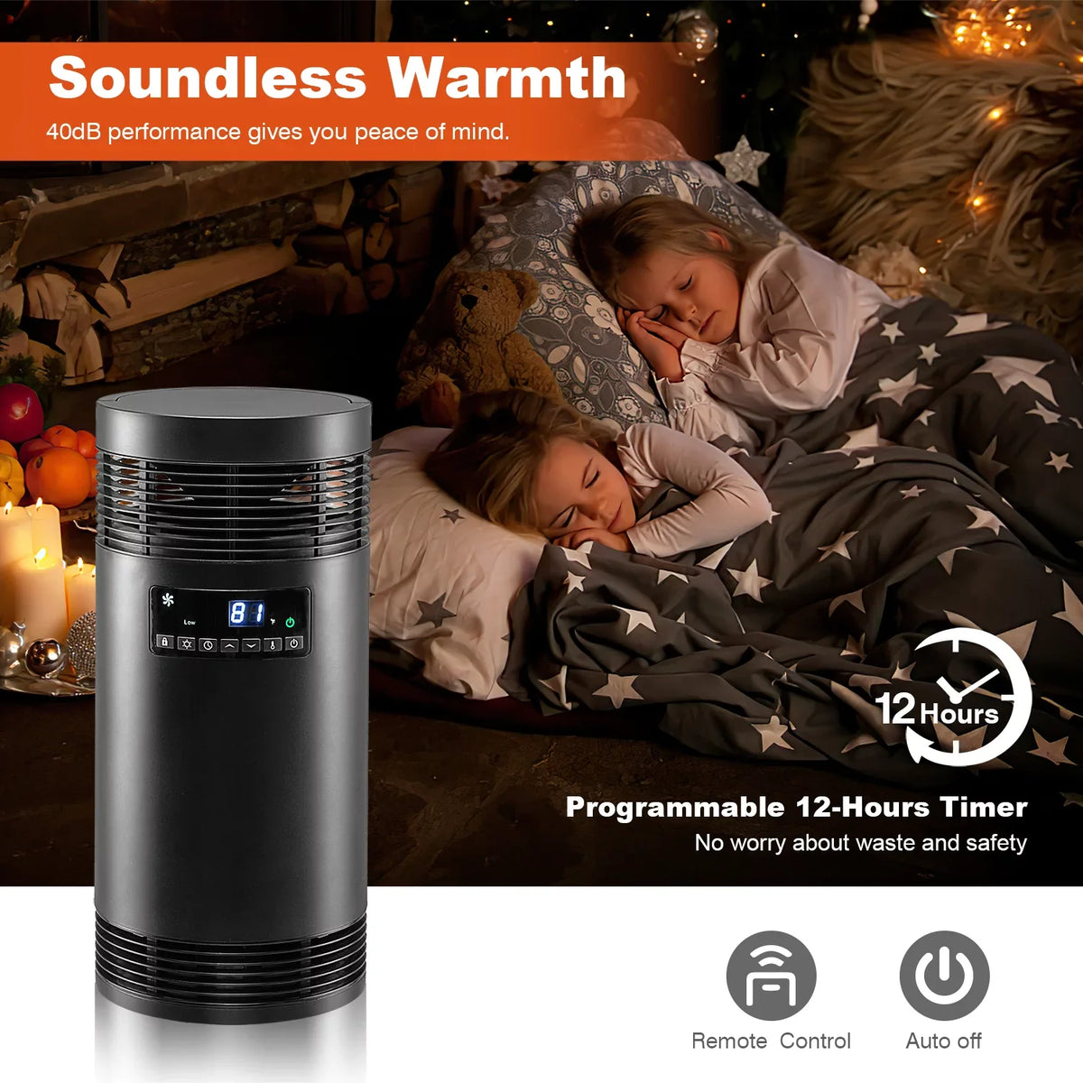 Heater Office 360° Heater PTC Desk Thermostat, Surround for Use, Safety 1500W Protection Heater Office Fan Mode, Portable with Electric with Only Indoor for Ceramic Space