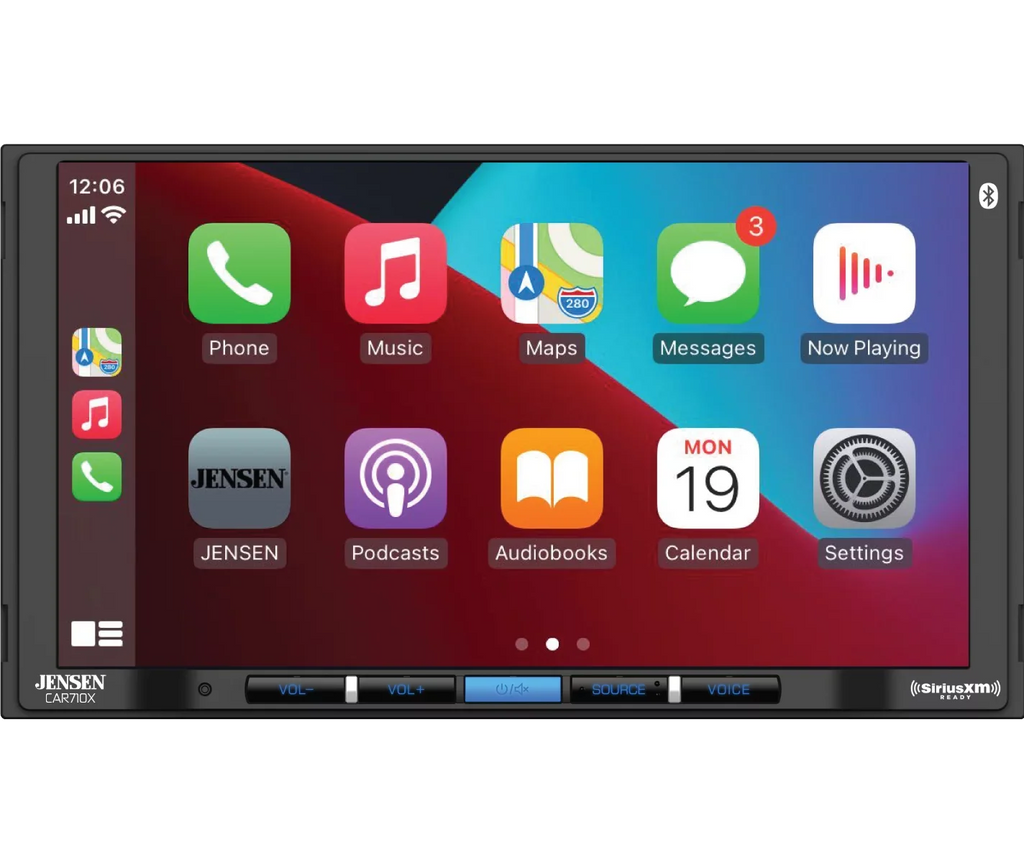 with l Mechless Jensen x l Built-in CarPlay Bluetooth l Multimedia Android 240 SiriusXM-Ready Receiver (60W 7” Power MOSFET 4) l CAR710X Auto Watts