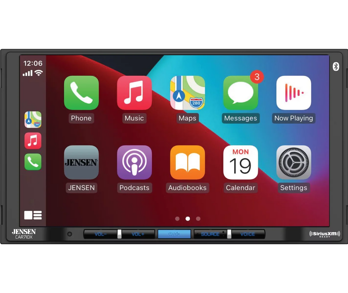with l Mechless Jensen x l Built-in CarPlay Bluetooth l Multimedia Android 240 SiriusXM-Ready Receiver (60W 7” Power MOSFET 4) l CAR710X Auto Watts