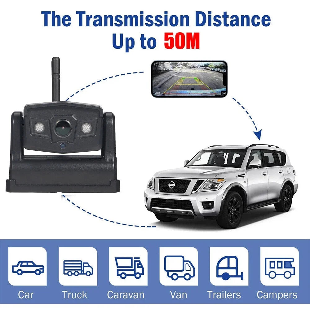 Backup Front/Rear View Battery Wireless JLLOM Camera, Magnetic 9600mAh WiFi Camera