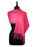 100% Color Fuchsia Solid Pashmina Hot Wrap Wool Shawl Biagio Scarf Pink Womens