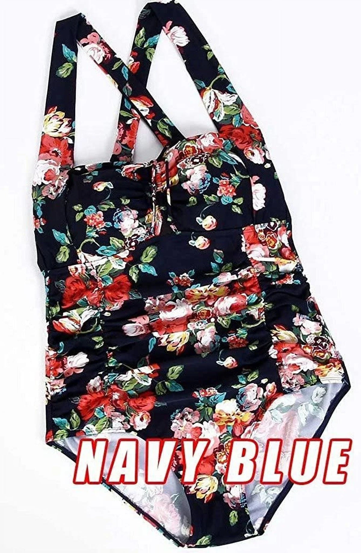Halter Ruched Tummy Bathing Swimwear Suit Plus Women's Piece QZUnique Swimsuit dimension Vintage Control One Monokini