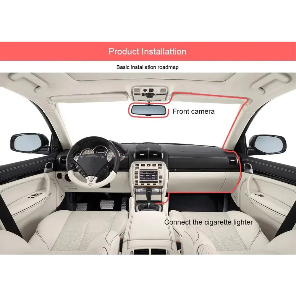 Cam Driving Video Front Camera Car HD Triple 2\\\" Dash DVR Recorder Lens Rear And