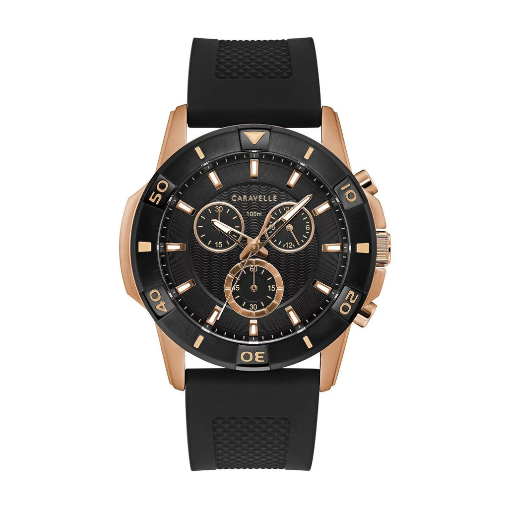Chronograph Watch, Bulova Silicone Strap Caravelle Men's Designed Black by