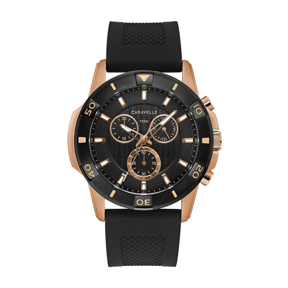 Chronograph Watch, Bulova Silicone Strap Caravelle Men's Designed Black by