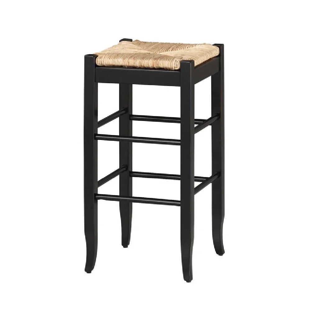 Sherpi Frame Rush Saber Beige with Legs, Saltoro Black- Barstool and Woven Wooden