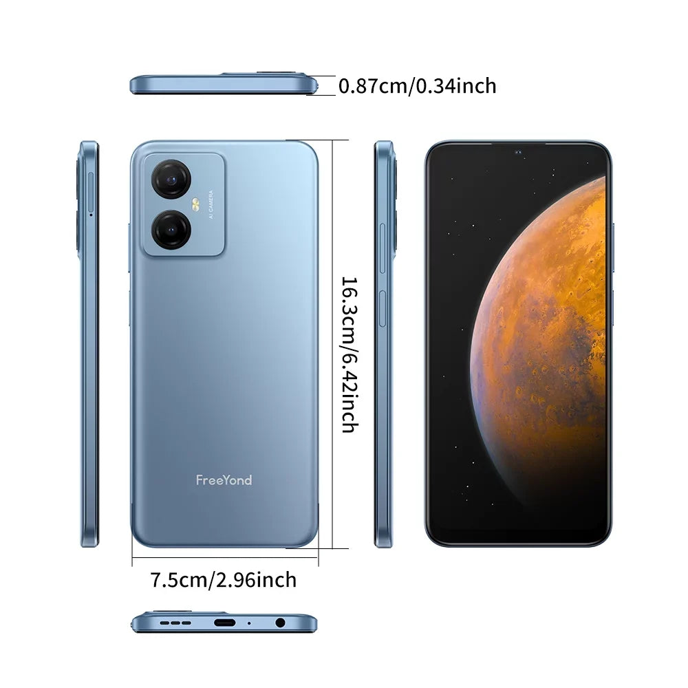 F9 FreeYond Battery Sim, MAh, Display 13+8MP Dual Macro HD+6.52" With 64GB/128GB Camera Dual Smartphone, Real Rom, 5000 2MP