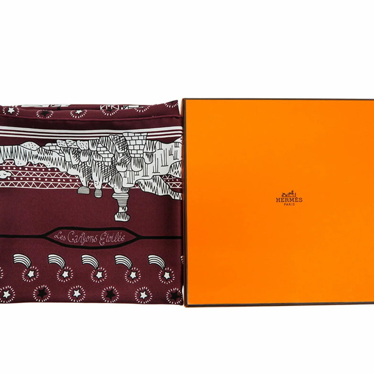 Limited Scarf to Hermes (Like 55 Carre HERMES Etoiles Not Care Chief Sale Stars Les Canyons Pre-Owned For Pocket the Star Muffler New) Train Nanatsu From Petit