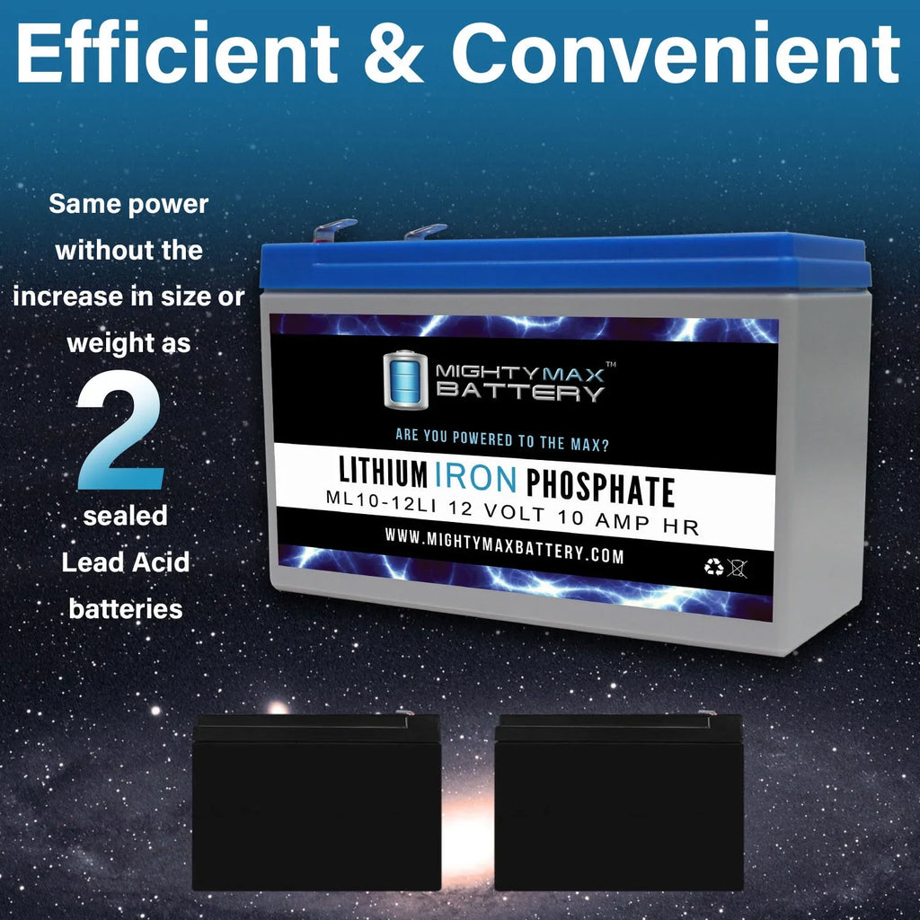 12V Dynacell 2 Compatible WP6.512 10AH Battery Replacement Pack with Lithium -
